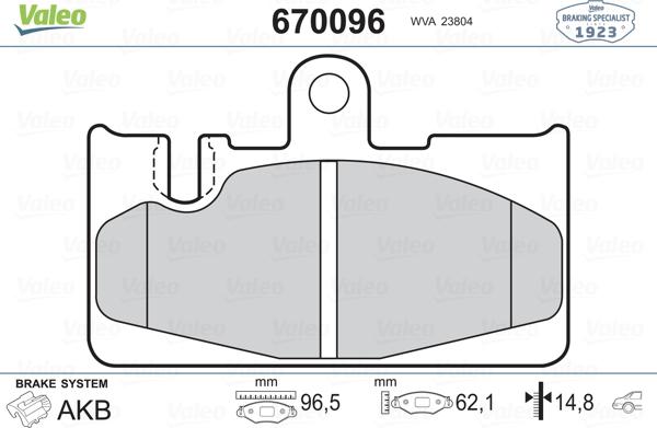 Valeo 670096 - Əyləc altlığı dəsti, əyləc diski furqanavto.az