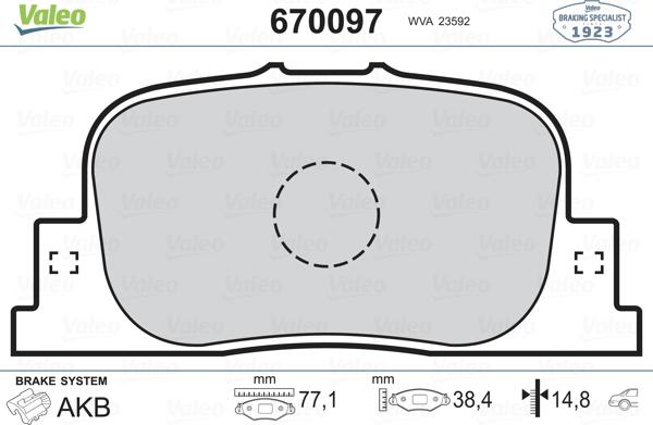 Valeo 670097 - Əyləc altlığı dəsti, əyləc diski furqanavto.az