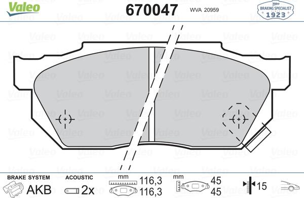 Valeo 670047 - Əyləc altlığı dəsti, əyləc diski furqanavto.az