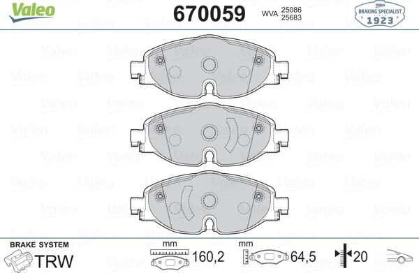 Valeo 670059 - Əyləc altlığı dəsti, əyləc diski furqanavto.az