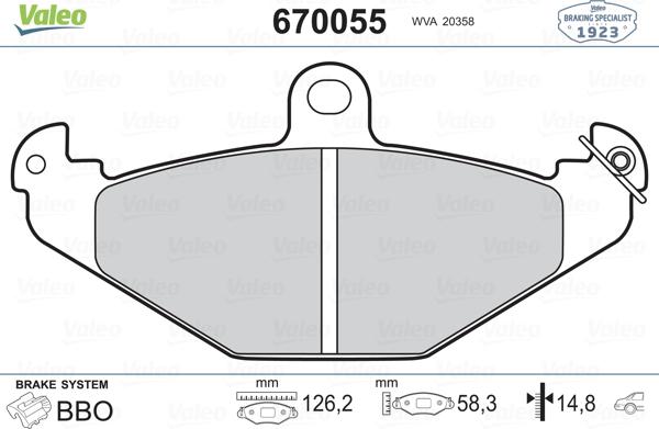 Valeo 670055 - Əyləc altlığı dəsti, əyləc diski furqanavto.az