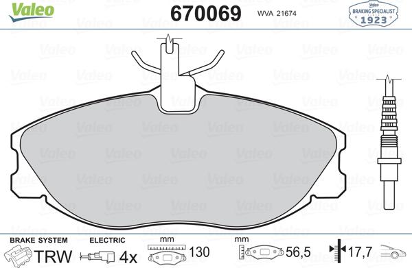 Valeo 670069 - Əyləc altlığı dəsti, əyləc diski furqanavto.az