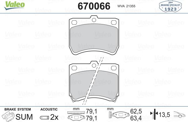 Valeo 670066 - Əyləc altlığı dəsti, əyləc diski furqanavto.az