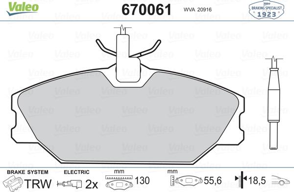 Valeo 670061 - Əyləc altlığı dəsti, əyləc diski furqanavto.az