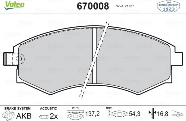 Valeo 670008 - Əyləc altlığı dəsti, əyləc diski furqanavto.az