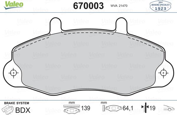 Valeo 670003 - Əyləc altlığı dəsti, əyləc diski furqanavto.az