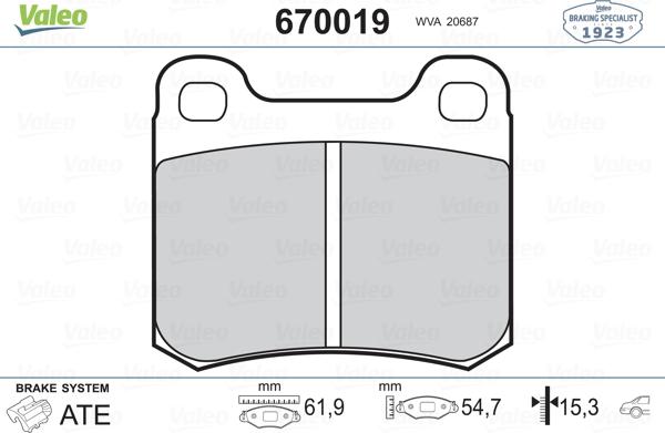 Valeo 670019 - Əyləc altlığı dəsti, əyləc diski furqanavto.az