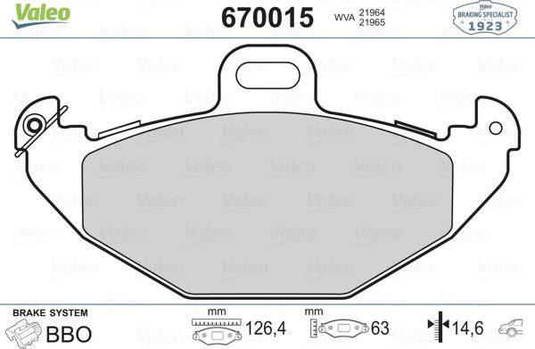 Valeo 670015 - Əyləc altlığı dəsti, əyləc diski furqanavto.az