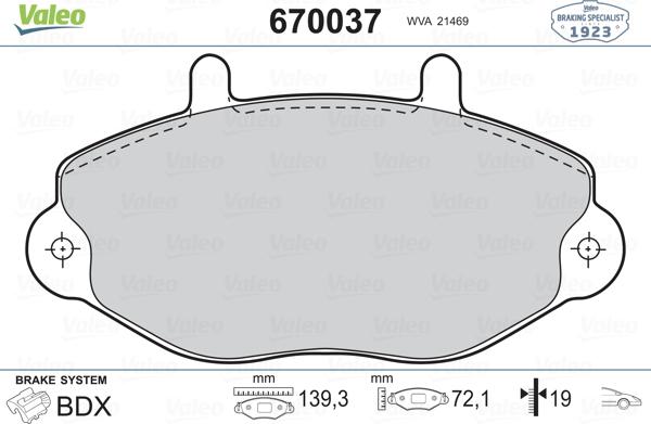 Valeo 670037 - Əyləc altlığı dəsti, əyləc diski furqanavto.az