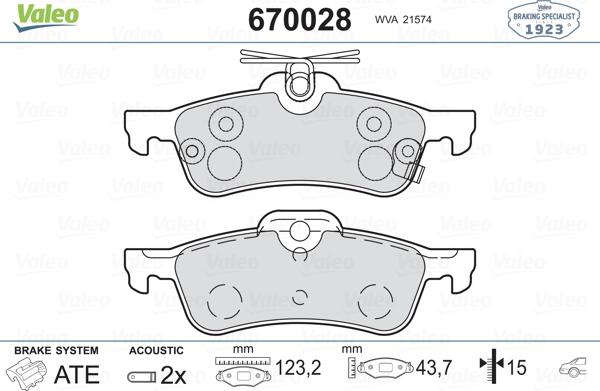 Valeo 670028 - Əyləc altlığı dəsti, əyləc diski furqanavto.az