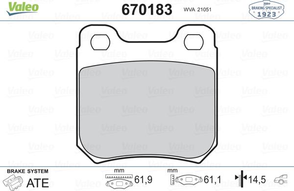 Valeo 670183 - Əyləc altlığı dəsti, əyləc diski www.furqanavto.az