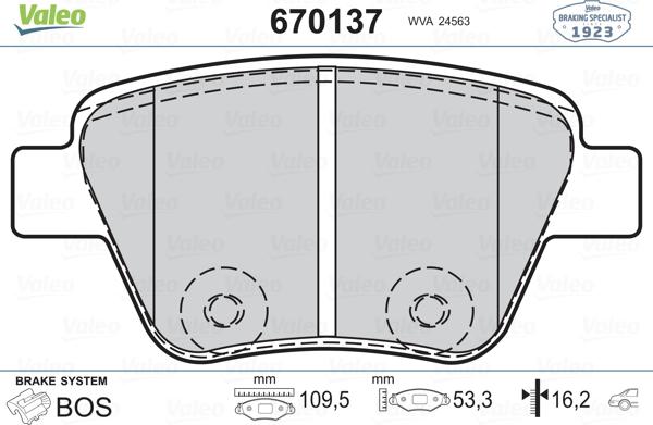 Valeo 670137 - Əyləc altlığı dəsti, əyləc diski furqanavto.az