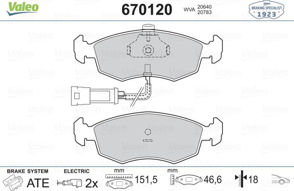 Valeo 670120 - Əyləc altlığı dəsti, əyləc diski furqanavto.az