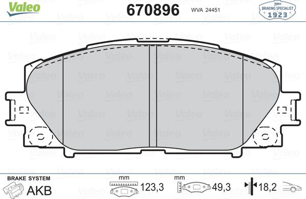 Valeo 670896 - Əyləc altlığı dəsti, əyləc diski www.furqanavto.az