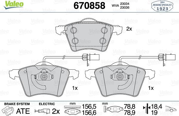 Valeo 670858 - Əyləc altlığı dəsti, əyləc diski furqanavto.az