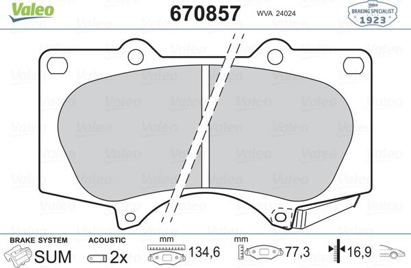 Valeo 670857 - Əyləc altlığı dəsti, əyləc diski www.furqanavto.az