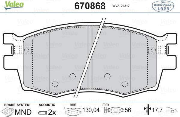 Valeo 670868 - Əyləc altlığı dəsti, əyləc diski furqanavto.az