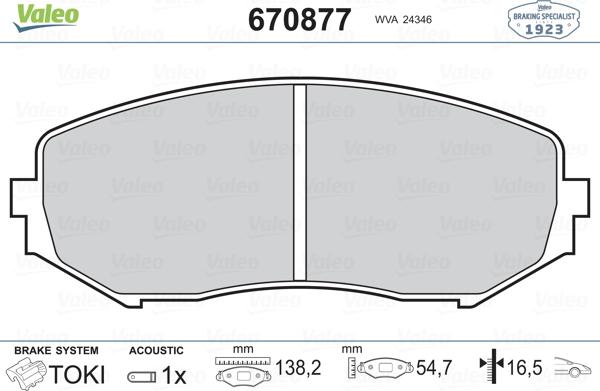 Valeo 670877 - Əyləc altlığı dəsti, əyləc diski furqanavto.az