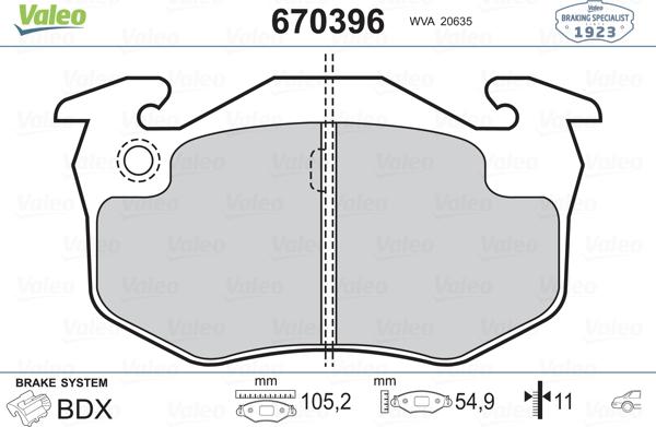 Valeo 670396 - Əyləc altlığı dəsti, əyləc diski furqanavto.az