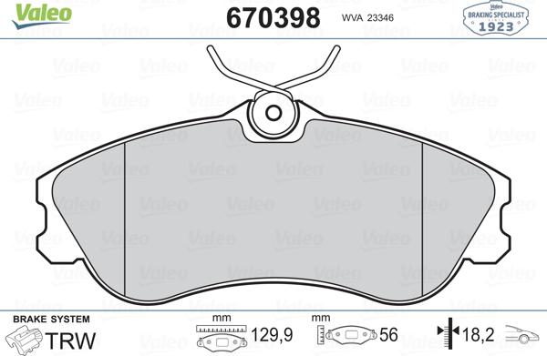 Valeo 670398 - Əyləc altlığı dəsti, əyləc diski furqanavto.az