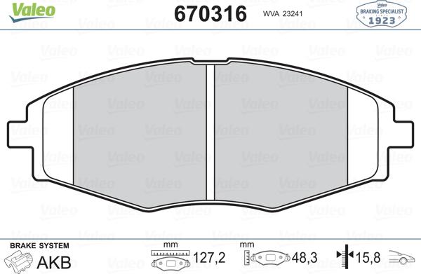 Valeo 670316 - Əyləc altlığı dəsti, əyləc diski furqanavto.az