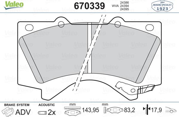 Valeo 670339 - Əyləc altlığı dəsti, əyləc diski furqanavto.az