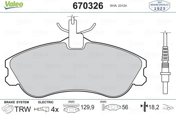 Valeo 670326 - Əyləc altlığı dəsti, əyləc diski furqanavto.az