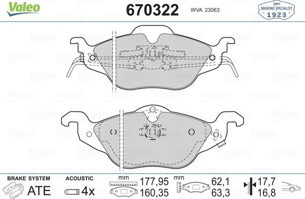 Valeo 670322 - Əyləc altlığı dəsti, əyləc diski furqanavto.az