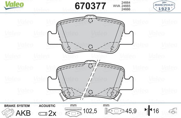 Valeo 670377 - Əyləc altlığı dəsti, əyləc diski furqanavto.az