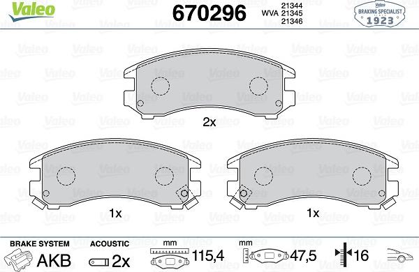 Valeo 670296 - Əyləc altlığı dəsti, əyləc diski furqanavto.az