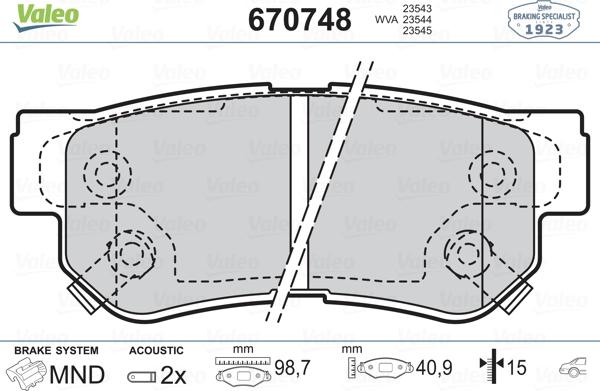 Valeo 670748 - Əyləc altlığı dəsti, əyləc diski furqanavto.az