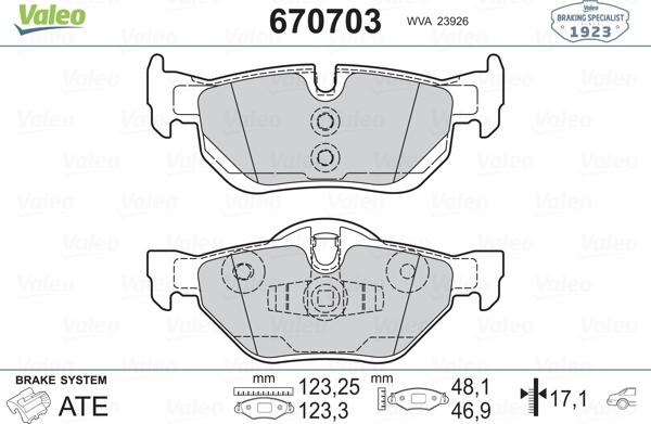 Valeo 670703 - Əyləc altlığı dəsti, əyləc diski furqanavto.az