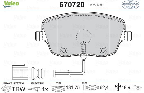 Valeo 670720 - Əyləc altlığı dəsti, əyləc diski furqanavto.az