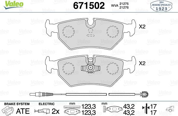 Valeo 671502 - Əyləc altlığı dəsti, əyləc diski furqanavto.az