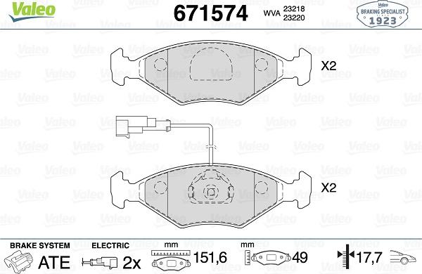 Valeo 671574 - Əyləc altlığı dəsti, əyləc diski furqanavto.az