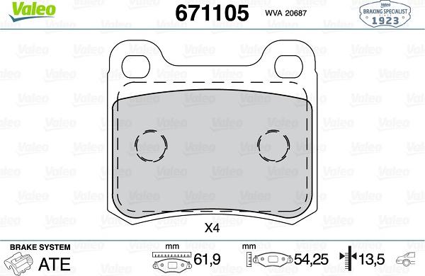 Valeo 671105 - Əyləc altlığı dəsti, əyləc diski www.furqanavto.az