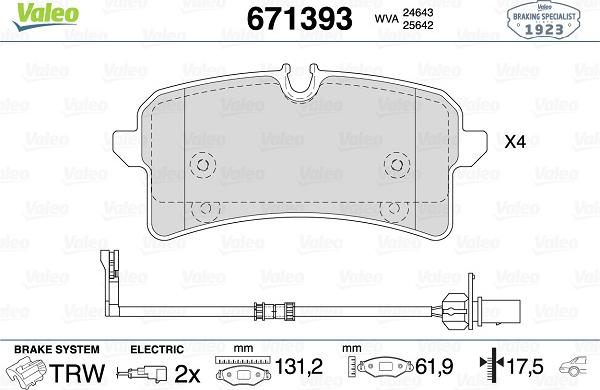 Valeo 671393 - Əyləc altlığı dəsti, əyləc diski furqanavto.az