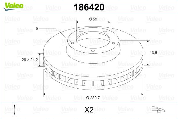 Valeo 186420 - Əyləc Diski furqanavto.az