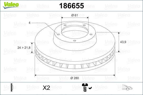 Valeo 186655 - Əyləc Diski furqanavto.az