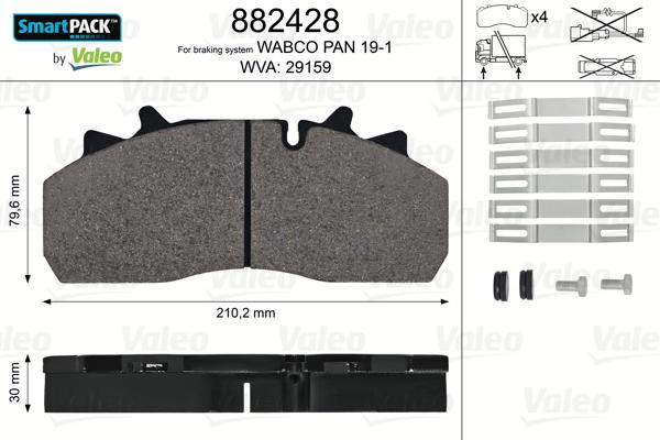 Valeo 882428 - Əyləc altlığı dəsti, əyləc diski furqanavto.az