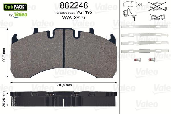 Valeo 882248 - Əyləc altlığı dəsti, əyləc diski furqanavto.az