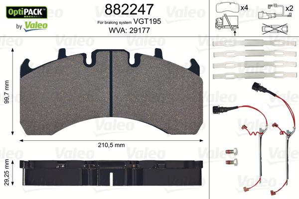 Valeo 882247 - Əyləc altlığı dəsti, əyləc diski furqanavto.az