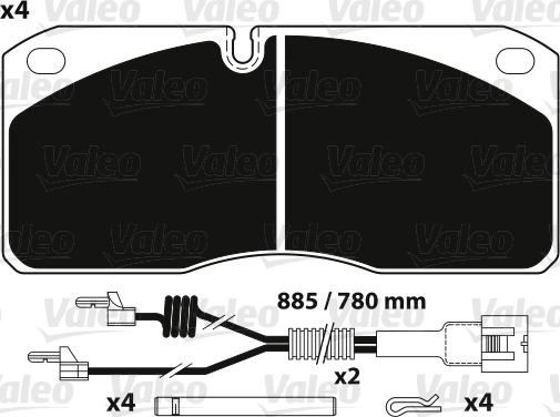 Valeo 882255 - Əyləc altlığı dəsti, əyləc diski furqanavto.az