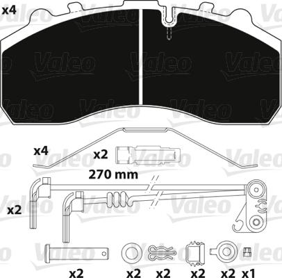 Valeo 882202 - Əyləc altlığı dəsti, əyləc diski furqanavto.az