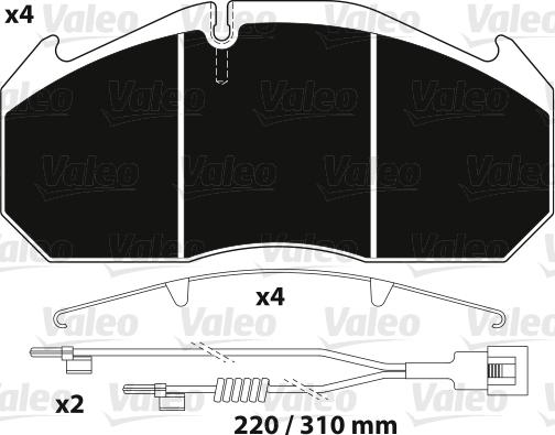 Valeo 882215 - Əyləc altlığı dəsti, əyləc diski furqanavto.az