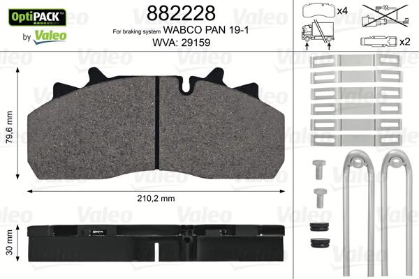 Valeo 882228 - Əyləc altlığı dəsti, əyləc diski furqanavto.az