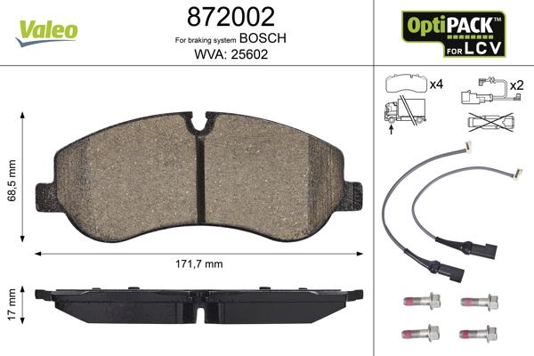 Valeo 872002 - Əyləc altlığı dəsti, əyləc diski furqanavto.az