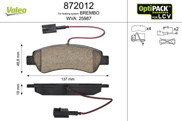 Valeo 872012 - Əyləc altlığı dəsti, əyləc diski furqanavto.az