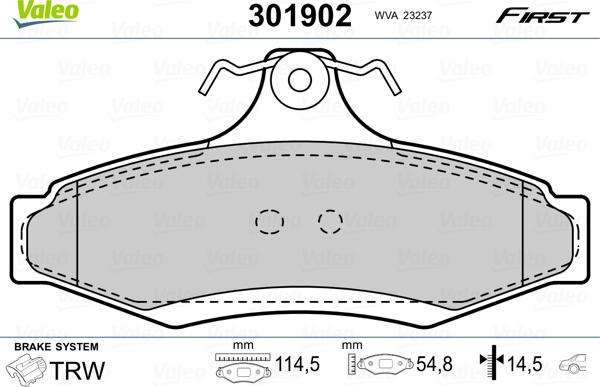 Valeo 301902 - Əyləc altlığı dəsti, əyləc diski www.furqanavto.az