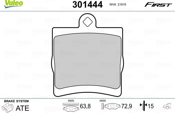 Valeo 301444 - Əyləc altlığı dəsti, əyləc diski www.furqanavto.az